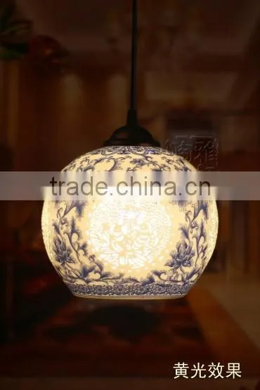 Vintage LED Pendant Light Blue White Porcelain Ceramic Loft Coffee Bar Restaurant Kitchen Lights