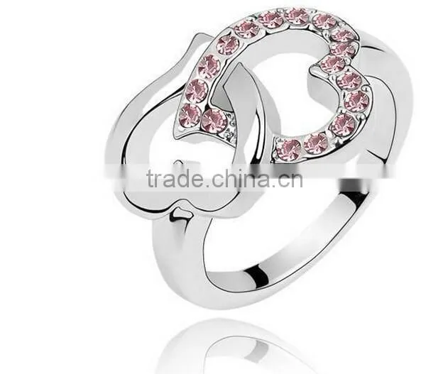 Fashion Women Lady Heart Shaped Wedding Engagement Zircon Ring Jewelry