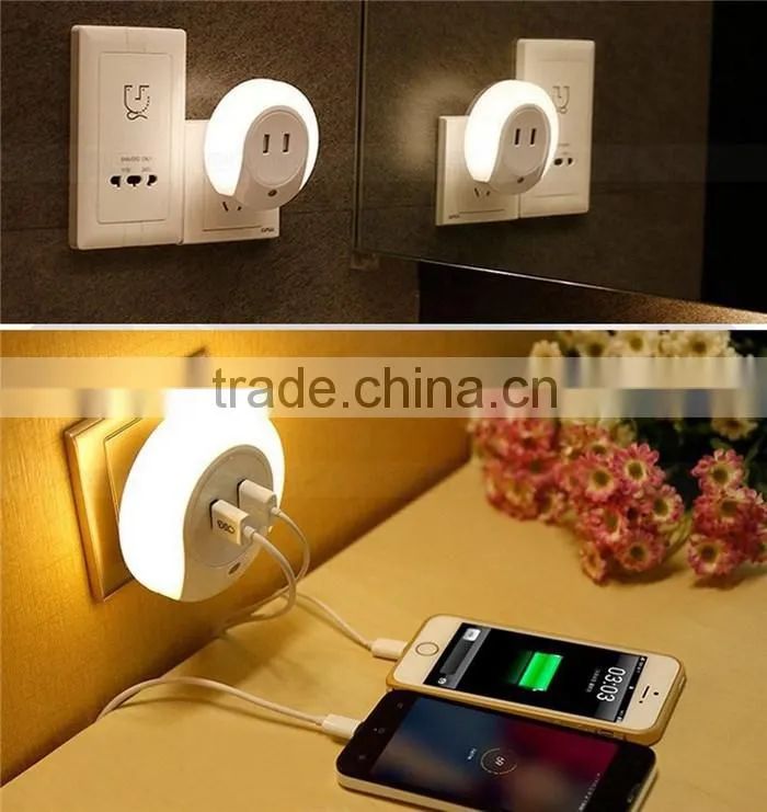 Dual USB Output Small Mini Night Light Induction Charger Socket LED Small Light