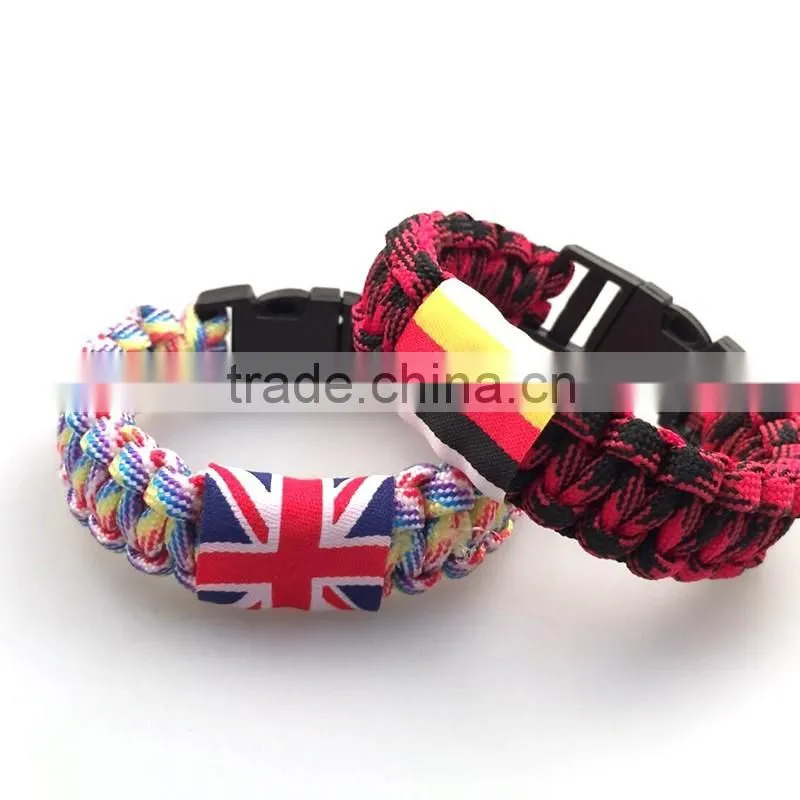 Popular paracord bracelet survival bracelet charm paracord bracelet with logo&steel buckle