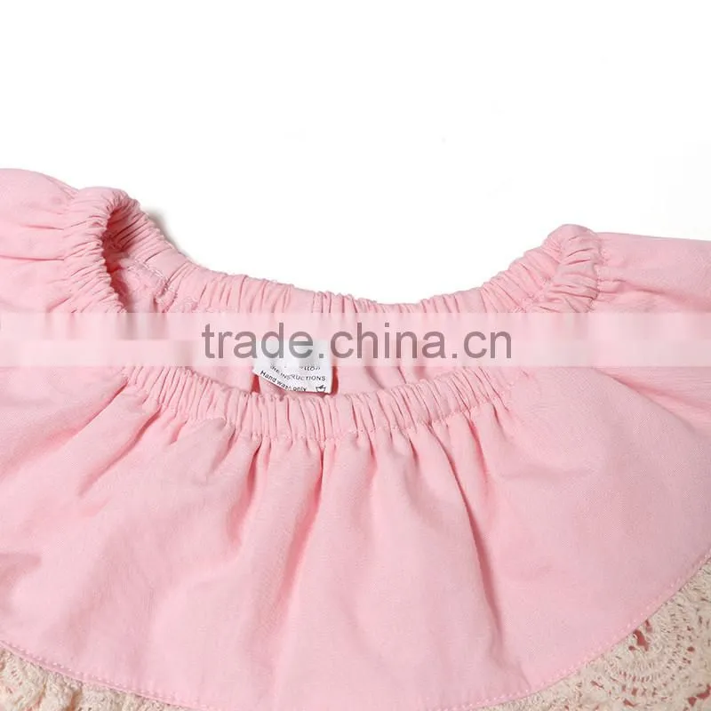 China supplier rompers for baby girl custon funny baby pink rompers cotton with lace