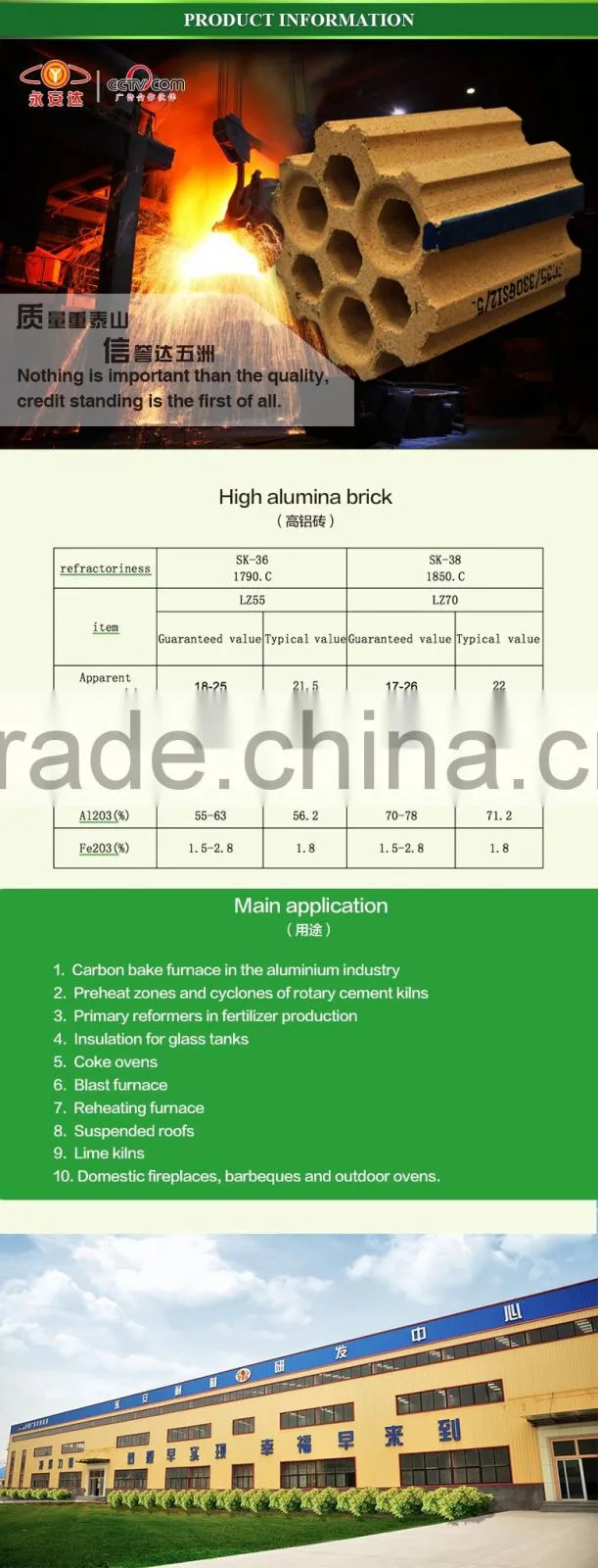 fire clay alumina high grade brick factory