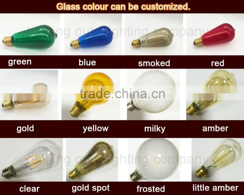 LED EDISON BULB: Wholesale led filament bulb light, E27/E14/B22 dimmable filament led bulb,decorative filament light bulbs