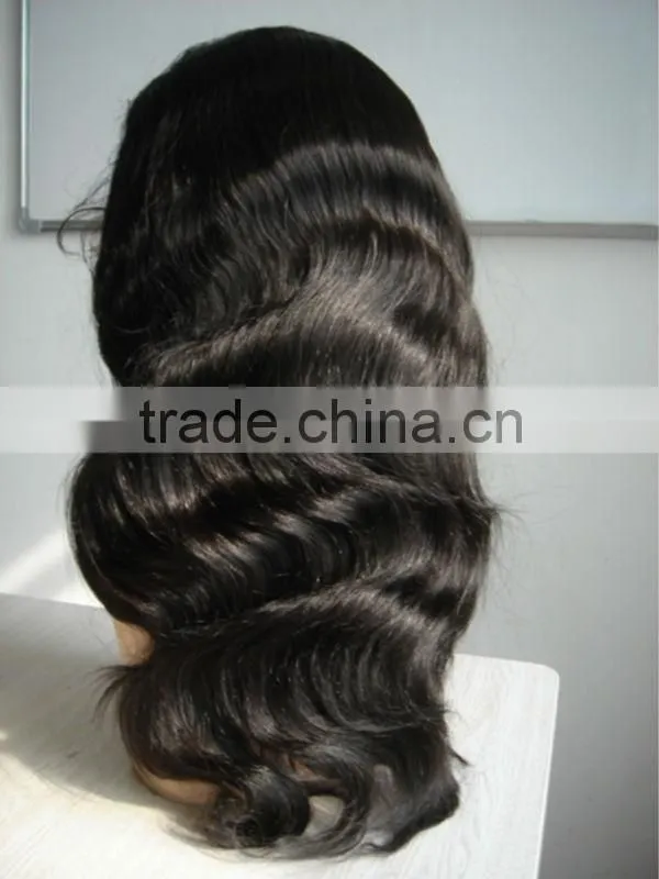 16inch body wave natural black Brazilian virgin human hair full lace wigs swiss lace silk base OEM professional factory price