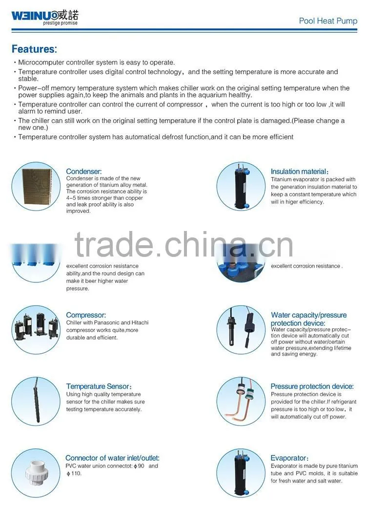 Air-cooled heat pump for aquariums&fish pond
