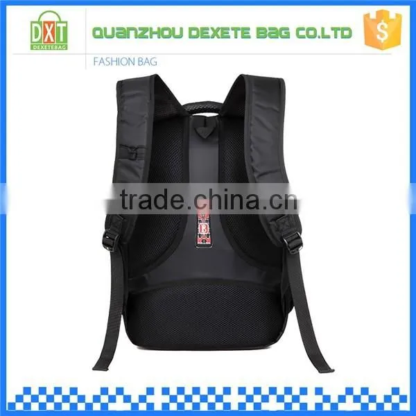 High capacity black trendy ergonomic polyester backpack for men