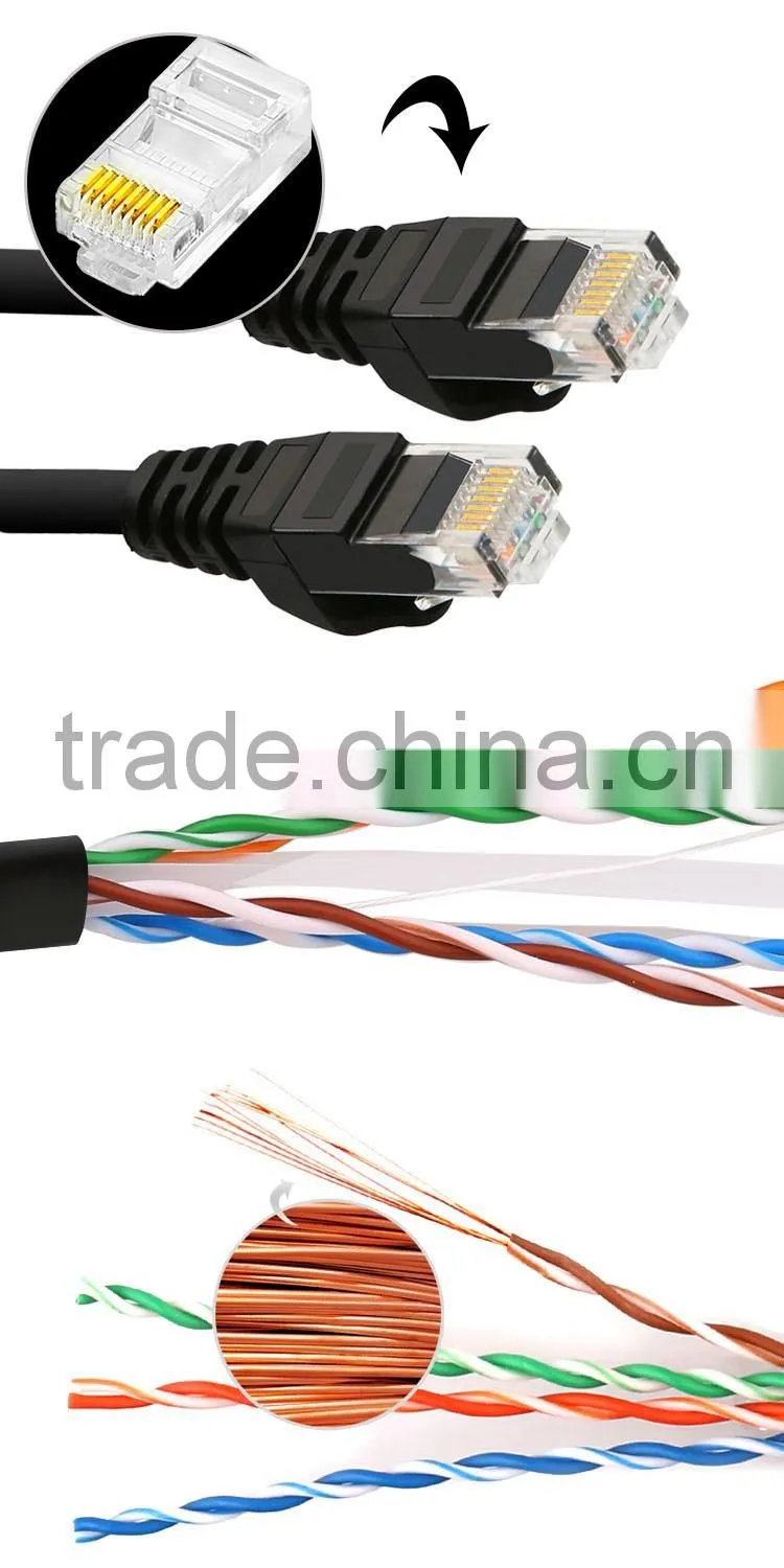 1ft 2ft 3ft 5ft 10ft black color Copper clad alunimun cat 5e cat6 patch cable
