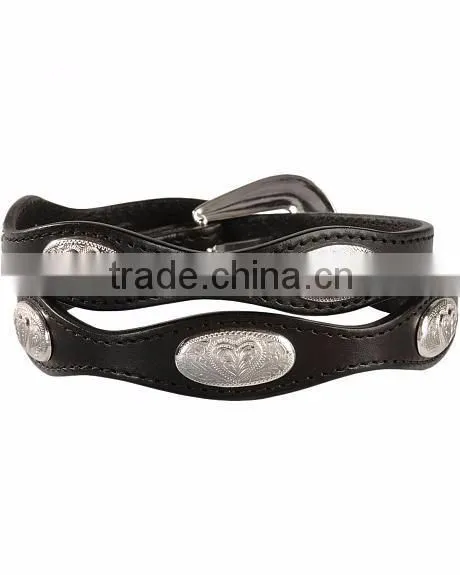Western Women's Belt Fancy Heart Conchos Scalloped Belt
