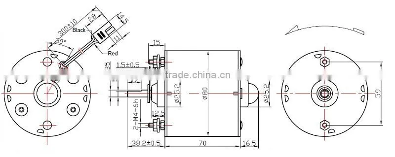 Ningbo Factory 80mm DC 12 volt motor with different speed and power