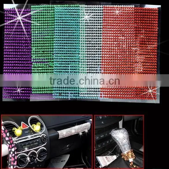 Colorful mirror phone car round rhinestone acrylic diamond sticker