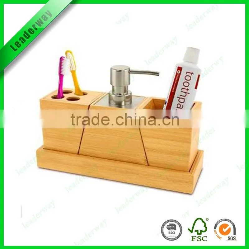 Classic bamboo china bathroom accessory 4 piece set