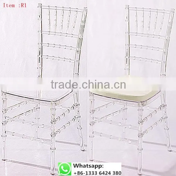 Quality factory supply transparent clear resin acrylic wedding chiavari chair for wedding item: R1#