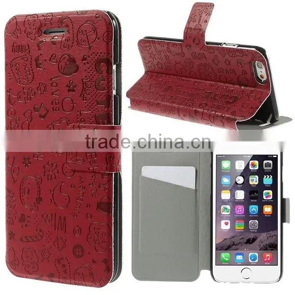 Popular Artificial Leather Case for Apple 6 , Fashion Wallet Case for iPhone 6