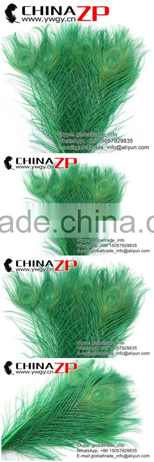 Leading Supplier CHINAZP Wholesale Cheap Full Eye Dyed Green Peacock Tail Feathers