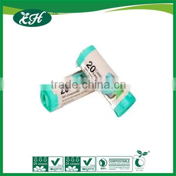 Compostable plastic garbage bag on roll