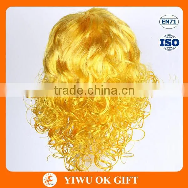 Gold small head curly wig, lady short hair wig blonde
