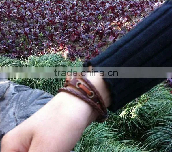 retro cow hide punk style simple mens braided bracelets for sale