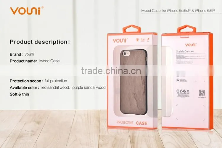 360 Degree Full Protective TPU+Red Sandal Wooden Back Cases Cover For Iphone 6 6S 6 Plus