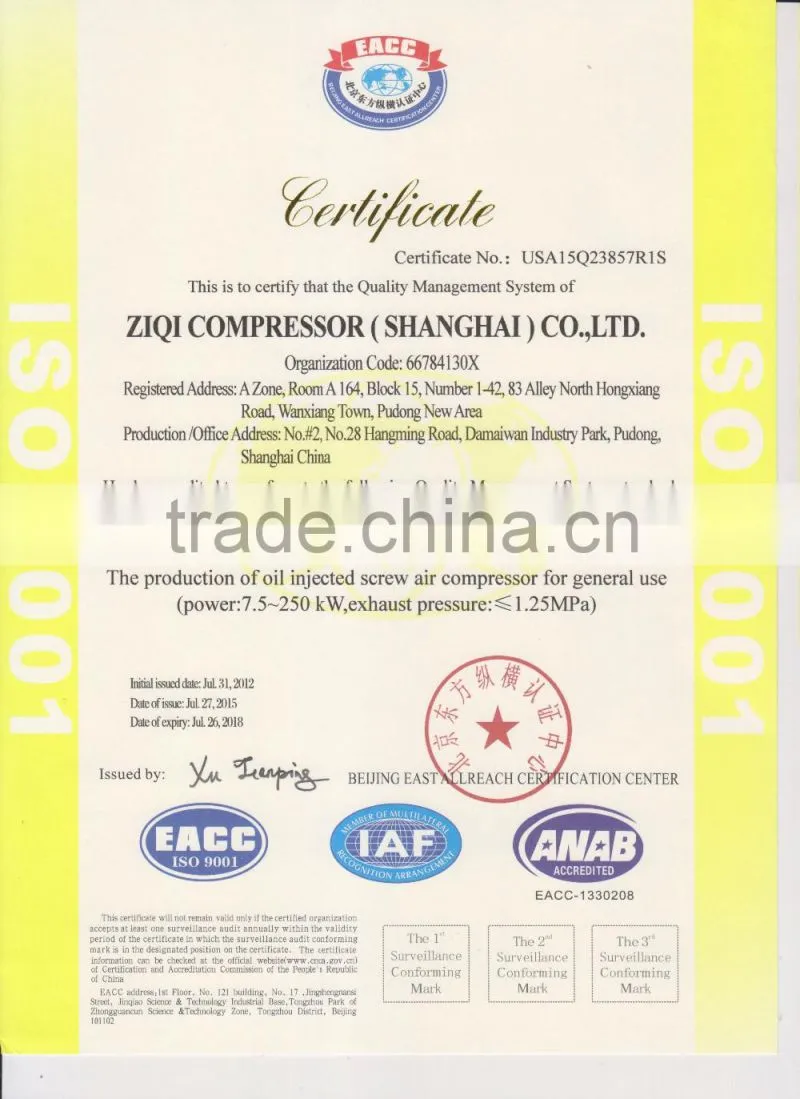2016 Hot Sale 37kw Screw Air Compressor of China
