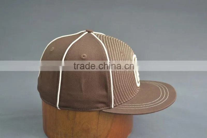 Brown customized fitted cap with logos