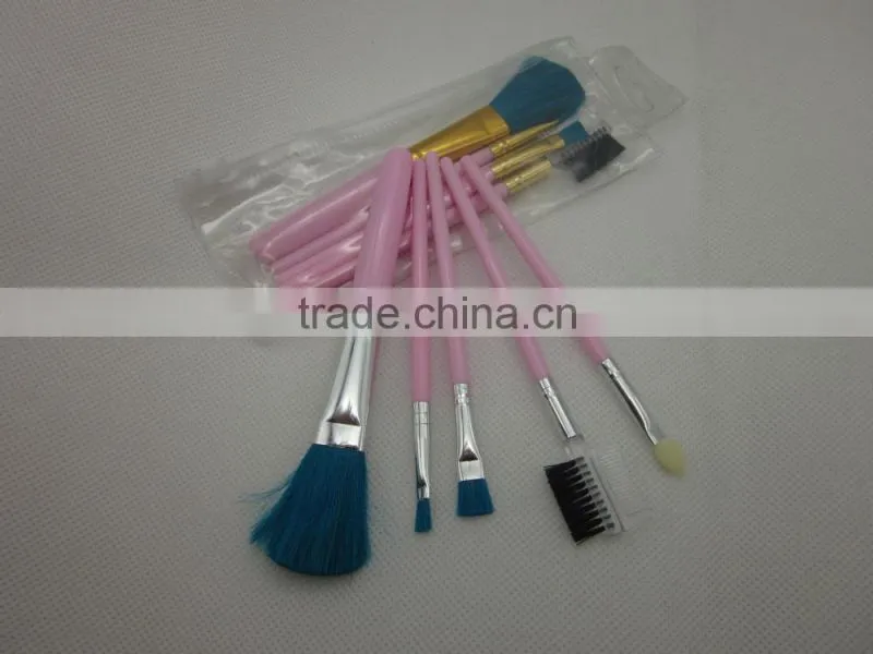 5 pcs pink color promotional cosmetic brush set for girl makeup