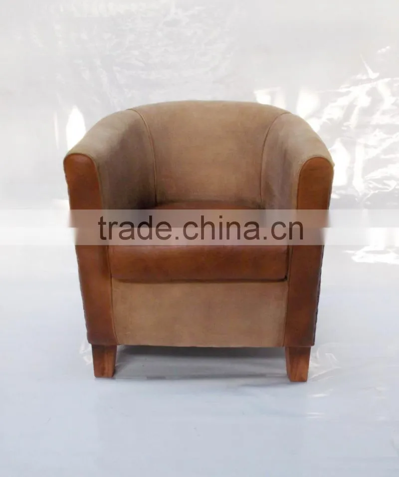 LEATHER CANVAS SINGLE SEATER SOFA,