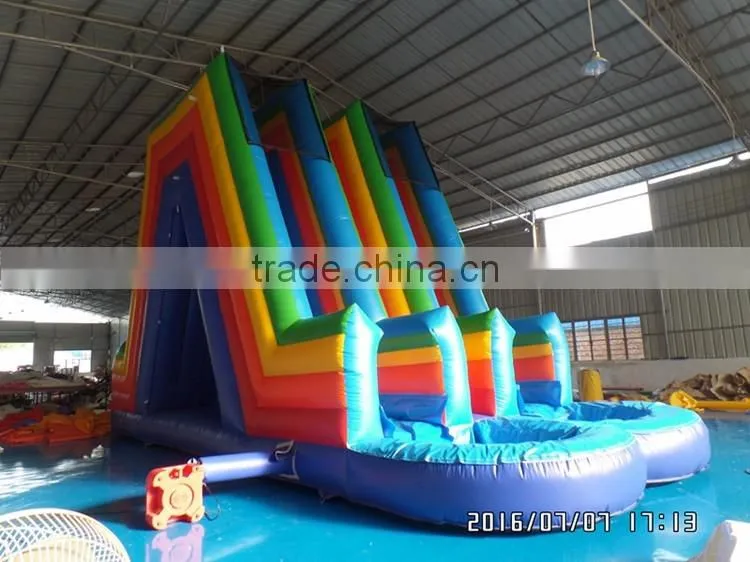 2016 new design high inflatable water slide double lane wet slide
