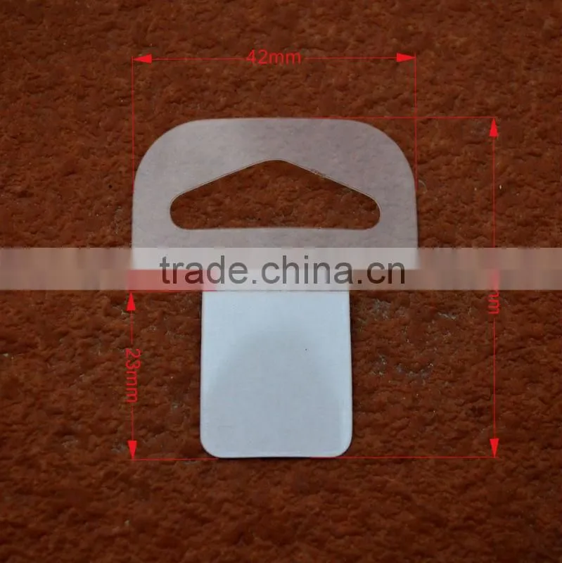Supermarket Self Adhesive Packing Plastic Delta Hole Hang Tab For Hanging Boxes