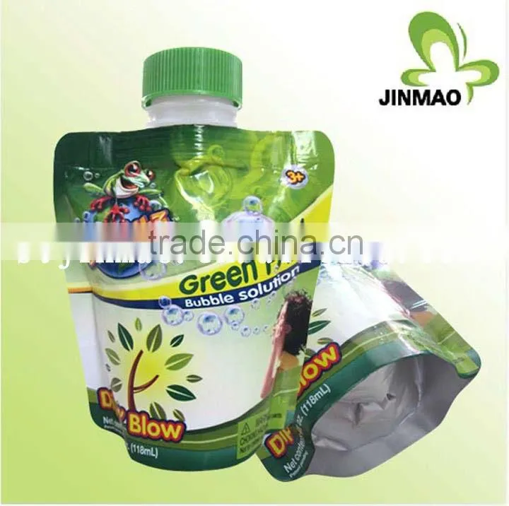 Plastic stand up chocolate sauce pouch with spout