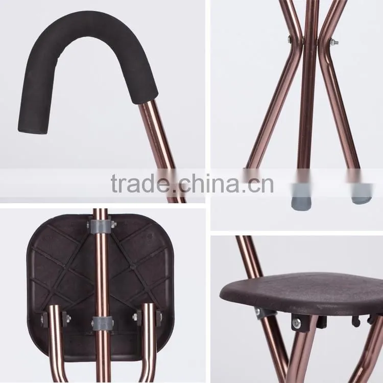 old people walking tools aluminum folding cane seat / elderly walking stick as seen on tv