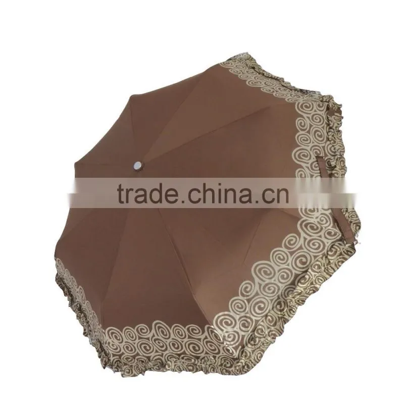 3 Fold full-automatic umbrella with lace uv umbrella