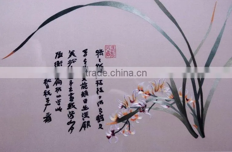Handworked embroidery wall-hanging---Cymbidium