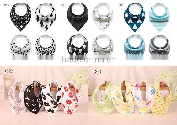 Manufacturer excelent quality cute 100% organic cotton bandana baby bib