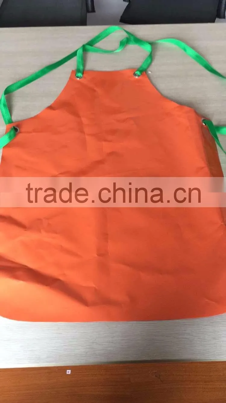 Full length new style bib dishwasher butcher fish cutting apron with green closure strips