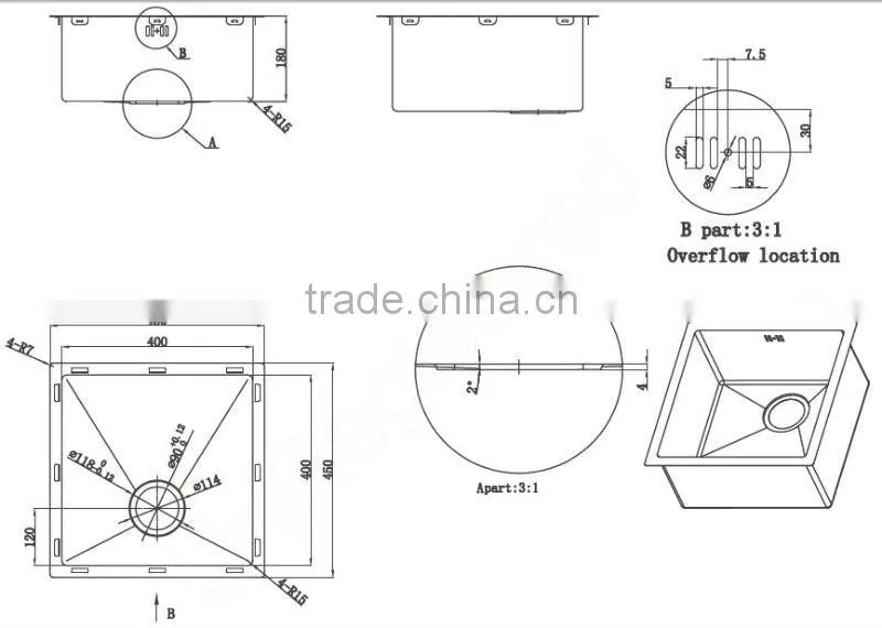 Factory directly undermount double bowl kitchen sink of POATS