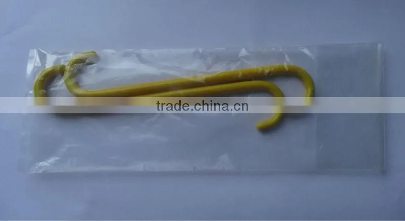 S spring steel hook in yellow plastic