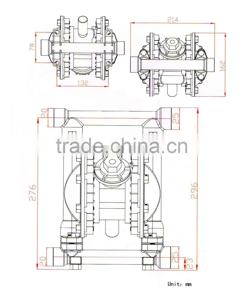 57 L per min 7 bar compressed air pneumatic ptfe diaphragm pump