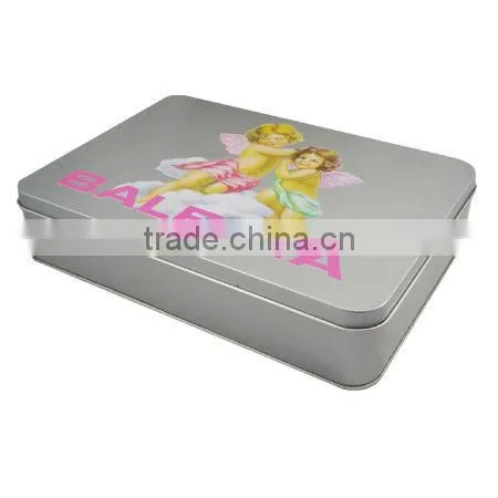 direct factory colored rectangular food tin box