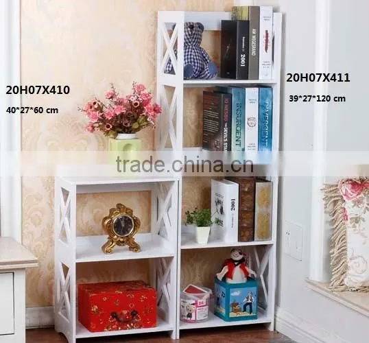 4 Layers Wood-Plastics Composite Storage Shelf, Book Shelf, White