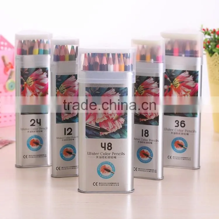 Factory Wholesale Artist Quality Tin Box 48 Wood Water Colored Drawing Pencils