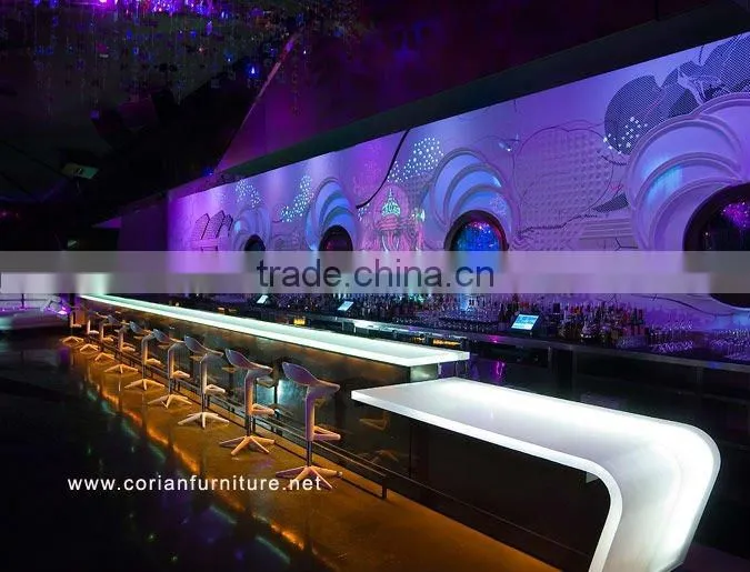 Translucent backlit design bar counter for restaurant /cafe /hotel