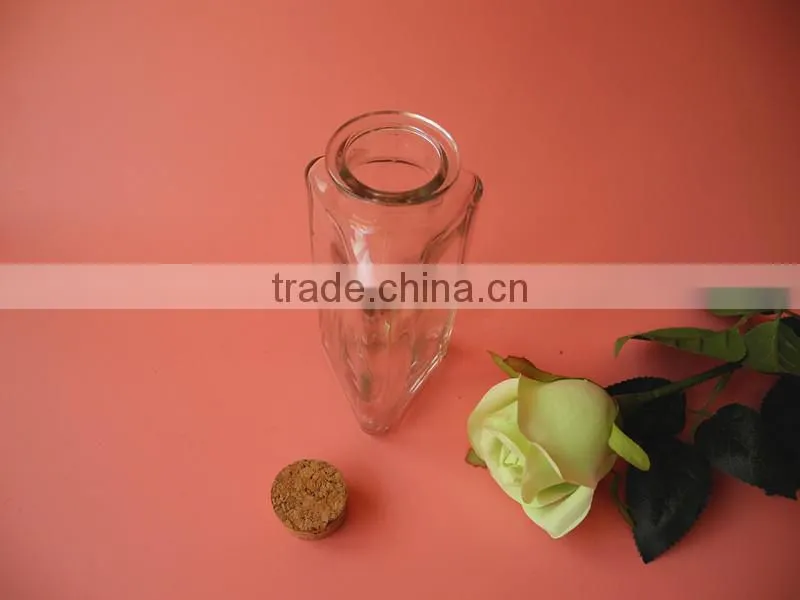 novely triangle shape glass storage bottle with cork