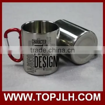 Top selling stainless steel camping carabiner handle mugs
