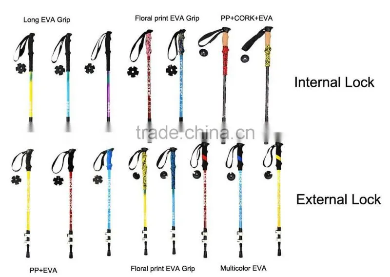 Light weight Trekking pole, Cork grip, antislip EVA, internal lock, SZ15525