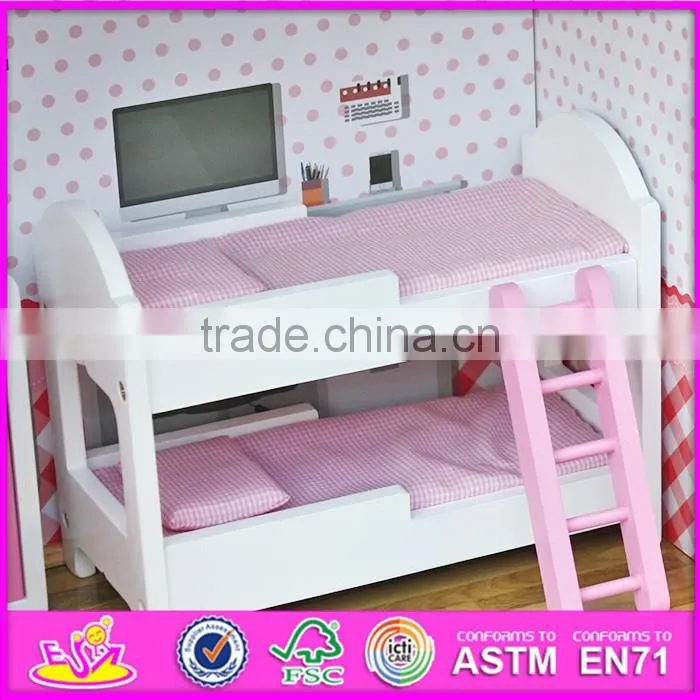 2016 new design full size children pretend play wooden uptown dollhouse with furniture W06A152