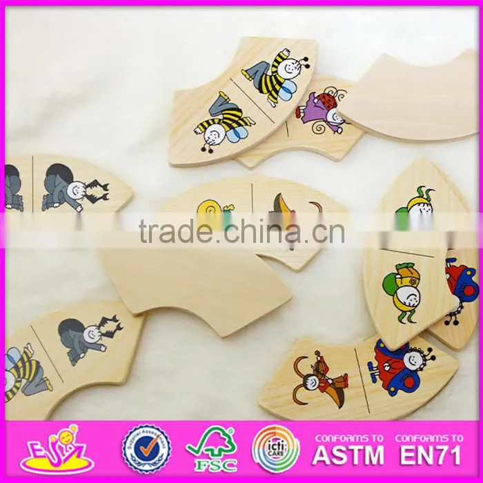 2016 hot sale funny children wooden domino toy W15A063