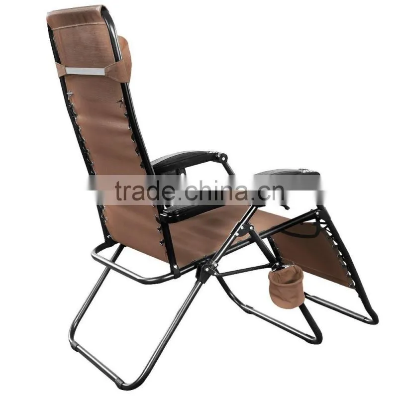 Factory supply the customized coffee zero gravity folding chair with the cup holder for relax for hot sale