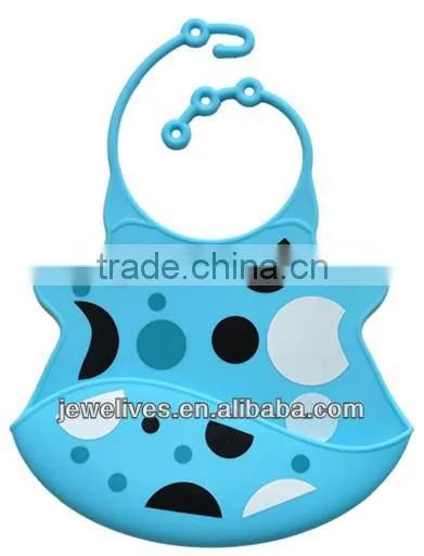 Cute blue Easy Clean Simple Rubber Baby Bib blank