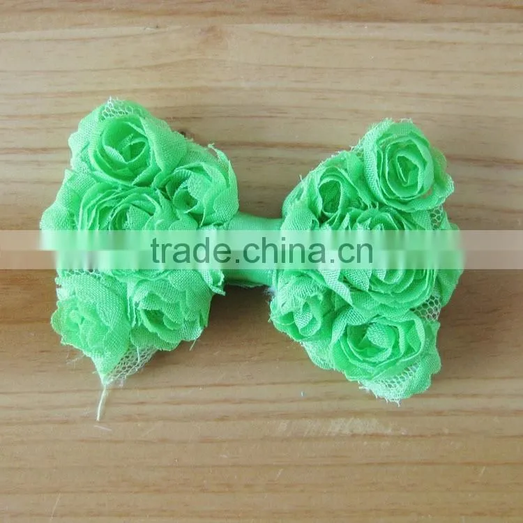 shabby bow flower clip for kids hair accessories