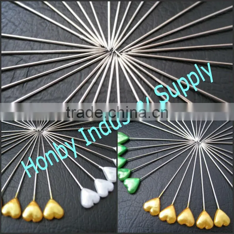 55mm long colorful heart head design pearl moslem hijab pin